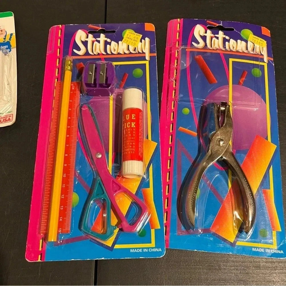 Vintage Unopened School Supplies Crayola Sharpener Eraser Hole Punch Ink Pads - Picture 6 of 6